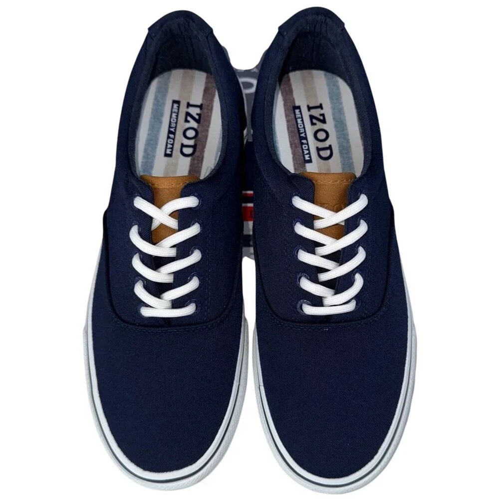 Izod Rangley Mens Size 11 Navy Blue Canvas Lace Up Tennis Shoes Sneakers